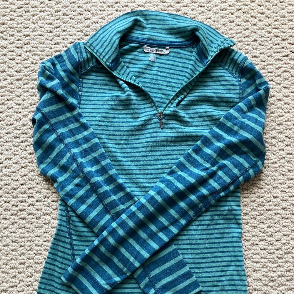 Smartwool Merino Wool Stripe Quarter Zip Base Layer Women's M